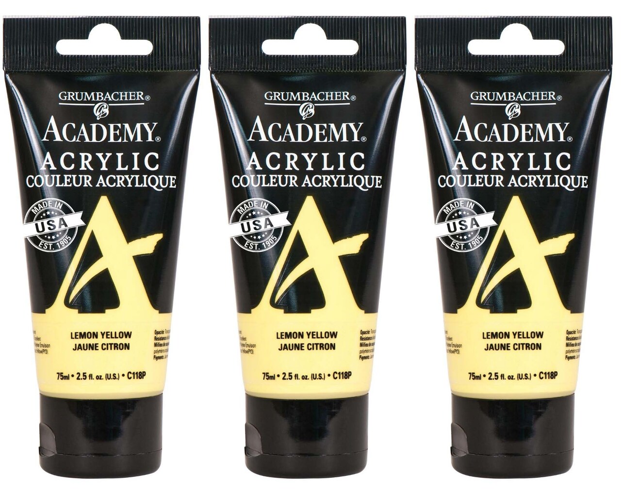 Grumbacher Academy® Acrylic Box of 3 - Yellow Color Family, 75ml